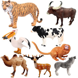 Modelo de simulación de animales salvajes transfronterizo, juguete de plástico decorativo: Pelícano, Toro Rojo, Lobo, Búfalo, Camello, Ciervo Sika, Mono, Toro - Product Image 1