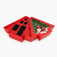Boîte de calendrier de l'avent personnalisée avec papier rigide écologique, design en forme de sapin de Noël et compartiments cadeaux imprimés