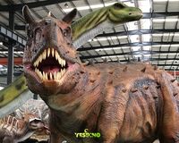 Modèle de dinosaure animatronique de 8 m, taille réelle, Carnotaurus réaliste, dinosaures en caoutchouc faits à la main pour le parc jurassique
