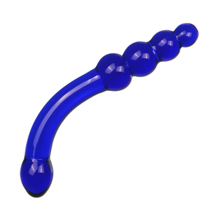 Dildo <span class=keywords><strong>in</strong></span> Vetro Curvo a Doppia Estremità, Plug Anale con Perline per Stimolazione del Punto G Unisex - Sex Factory - Product Image 6