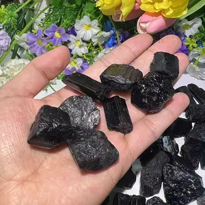 Оптовая продажа, Натуральный Необработанный черный турмалин, лечебные кварцевые кристаллы, грубые турмалиновые камни для коллекции