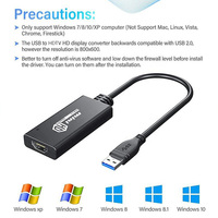 Adaptador USB 3.0 a HDTV, Conversor de Video de Alta Velocidad 1080P HD para Laptop, Monitor de Escritorio, Proyector, Hub