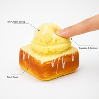 Jouet Squishy Gâteau Glacé au Miel à Remontée Lente, Base de Gâteau Glacé, Cuillère à Glace, Anti-Stress, Cadeau de Bureau