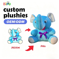Fabricant OEM – Nouveau jouet en peluche éléphant unisexe personnalisé BIPU, rembourré en coton PP ultra doux, avec logo brodé, idéal pour les fêtes