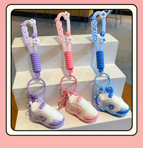 Vente en gros pvc baskets porte-clés 3d et sac 3d <span class=keywords><strong>mini</strong></span> chaussure breloques porte-clés baskets avec fleur pour filles cadeaux - Product Image 5