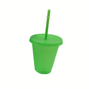 Nuevo Vaso Creativo Verde con Purpurina, Taza de Agua de PP con Pajitas - Product Image 5