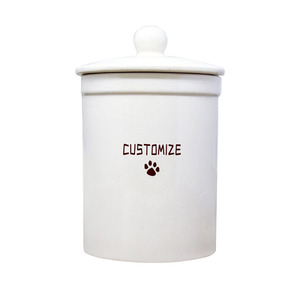 Customized Print Decor Pet Food Storage Container Cookie Biscuit Jar Ceramic Dog Treat Jar