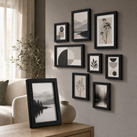 Galeri dan Pajangan Bingkai Foto HuaJia Multi-ukuran Bingkai Foto Kayu Kustom Dekorasi Dinding Modern Minimalis Set Cocok untuk Rumah
