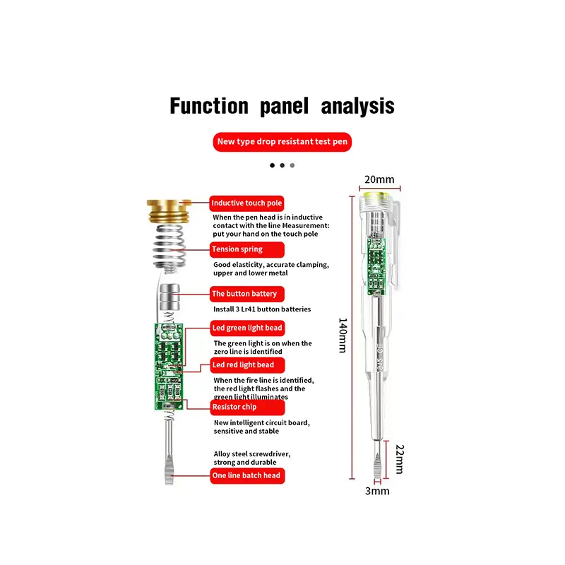 Groothandel Elektrische Tester Pen Non Contact Voltage Detector 0-500V Elektrische Test Potlood