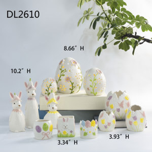 Figura Decorativa de Conejo de Pascua de Porcelana con Luz LED Cálida Blanca, Adornos Lindos para el Hogar y Fiestas, Venta al por Mayor - Product Image 6