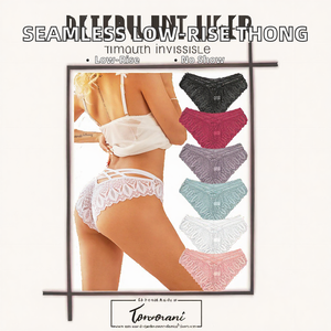 Culottes en dentelle pour femmes, taille basse, string en V, sans couture, invisibles, pour maillots de bain et vêtements moulants - Product Image 2