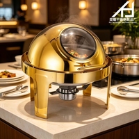 Matériel hôtelier : Réchaud de buffet de luxe en acier inoxydable 6L, chauffe-plats rond doré à couvercle roulant, ensemble pour restaurants et événements