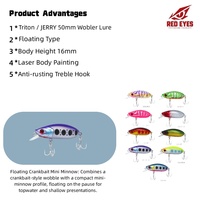 Échantillon Gratuit Leurre Flottant Red Eyes Mini Minnow 50mm 9.3g Leurre Souris Double Hameçon Appât Vente en Gros Matériel de Pêche