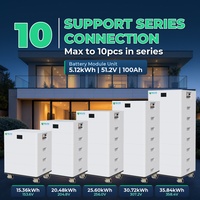 Batteries au lithium OEM LiFePO4 15kWh 20kWh 30kWh 40kWh haute tension empilables pour stockage d'énergie solaire domestique 48V 100Ah Pack de batteries UE