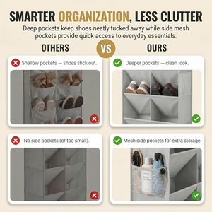 Hanging <b>Shoe</b> Organizer 8 Tier Deep Pockets Blue Over Door Closet Entryway <b>Storage</b> Rack For <b>Shoes</b> - Product Image 3