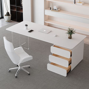 <strong>Modern</strong> Wooden Office Desk Durable <strong>Computer</strong> Desk for Home Office White Finish Box Drawer Storage Commercial Grade - Product Image 1