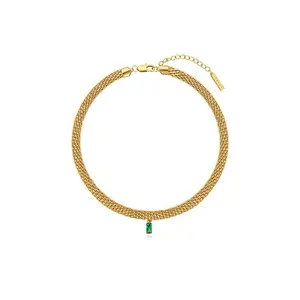 Janice Jewelry Colar de chocker de corrente curta ajustável em malha de aço inoxidável 40cm + 5cm, novidade chique de ouro, novidade de verão 2024