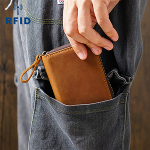 جلد أصلي عتيق Bifold للرجال سعة كبيرة محفظة بسحاب حجب RFID مع فتحة نقود ملحق الأعمال - Product Image 6