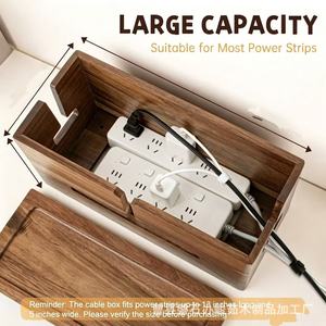 Caja de Almacenamiento para Router con Tapa Abatible de Madera, Organizador Rectangular para Cables, Soporte para Cables de Alimentación, Tipo Vertical, Color Sólido A714 - Product Image 4