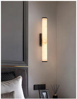 Applique murale LED moderne de luxe en cuivre pour chambre à coucher et hôtel, éclairage décoratif intérieur en albâtre naturel avec abat-jour en albâtre