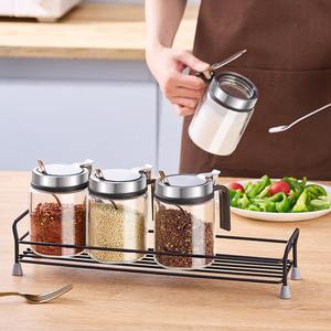 Bouteille à épices en verre moderne et simple, écologique, de 300 ml, avec couvercle à ressort en acier inoxydable, résistante à l'humidité, avec poignée et petite cuillère - Product Image 5