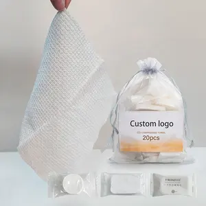 Custom disposable compressed towel 100% viscose biodegradable soft aviation travel face makeup cleaning spa towels