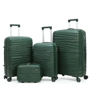 new arrival men baggage 4pc set PP hard shell suitcase modern with beauty case carry on travel bags luggage set