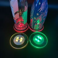 Dessous de verre lumineux coloré à LED, verre, bouteille de bouteille de vin, tapis lumineux, OEM, Logo personnalisé, en acrylique