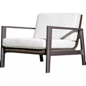 Silla de Jardín de Aleación de Aluminio para Exteriores, Estilo Minimalista, Marco Rectangular Resistente - Product Image 5