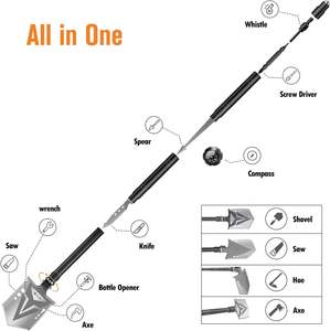 Pioche de survie Sahara Sailor, hache tactique en acier à haute teneur en carbone, <span class=keywords><strong>combo</strong></span> hachette de <span class=keywords><strong>camping</strong></span>, 4 poignées d'extension épaissies (20-39,5 pouces) - Product Image 6