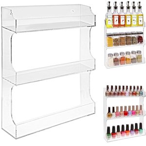 Estante de Almacenamiento Vertical de Especias de Acrílico Transparente <span class=keywords><strong>para</strong></span> Montar en la Pared, Estantes de Almacenamiento de Lucite, Organizador de <span class=keywords><strong>Cocina</strong></span> <span class=keywords><strong>para</strong></span> Tienda de Maquillaje - Product Image 3