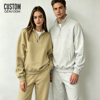 Ensemble décontracté unisexe personnalisé avec sweat-shirt oversize à col zippé et pantalon de survêtement en molleton de coton de haute qualité – Fabricant de survêtements
