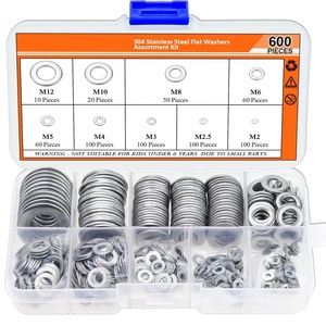 304 Stainless Steel Flat Washer <b>Set</b> 600Pcs M2 M2.5 M3 M4 M5 M6 M8 M10 M12 Boxed Washers Home Maintenance - Product Image 4