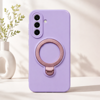 Étui en silicone liquide magnétique pour Samsung Galaxy A57 5G, coque mate douce avec support rotatif en métal