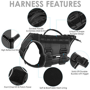 สายรัดอกสุนัขแบบปรับได้ ไม่รัดคอ สำหรับล่าสัตว์  แบบยุทธวิธีกลางแจ้ง พร้อมโลโก้สั่งทำพิเศษ เพื่อความปลอดภัยของสุนัข - Product Image 2