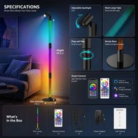 Lampe de sol intelligente OEM/ODM compatible avec Alexa, Google, Yandex, commande vocale, lumière ambiante RGB avec télécommande et contrôleur