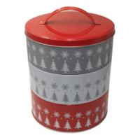 Boîtes à bonbons rondes en fer blanc personnalisées à trois couches avec poignée pour emballage cadeau