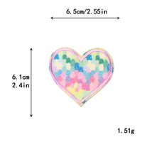 Patchs brodés Cœur Pailleté, Cœur Écaille de Diamant Arc-en-ciel, à thermocoller DIY pour Vêtements et Sacs