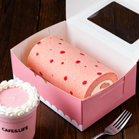 Carton personnalisé recyclé rose Boîte à gâteau suisse en rouleau Boîte d'emballage coulissante pour dessert au four