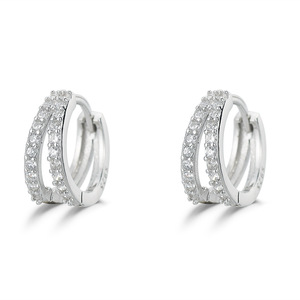 Style coréen luxe S925 argent Sterling Zircon boucles d'oreilles cadeaux pour les femmes évider Double <span class=keywords><strong>couche</strong></span> D forme Huggie boucles d'oreilles - Product Image 3