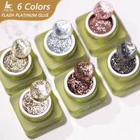 Ensemble de vernis à ongles en gel UV pailleté Flash-Platinum DANNYCOLL, 6 couleurs, fournitures professionnelles pour les ongles, vente en gros, vernis à ongles en gel réfléchissant