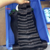 Rambut Manusia Vietnam Mentah Tanpa Proses Harga Pabrik, Single Donor, Full End, Double Drawn, Bundel Rambut Mentah India