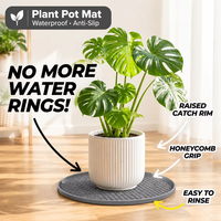 Sous-plate en silicone rond personnalisé pour pot de fleurs, motif nid d'abeille, imperméable, rebord surélevé pour pot de fleurs d'intérieur, OEM ODM