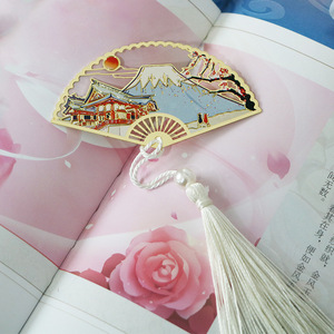 Elegante Marcador Metálico en Forma de Abanico con Borla y Perla, Artesanía Oriental en Esmalte, Papelería Creativa, Regalo de Recuerdo para Mujeres - Product Image 2