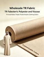 8515 Kain Tweed TR Dua Sisi Grosir, Poliester Viscose, Warna Kustom, Pinggiran untuk Jubah Arab Thobe Thawb Muslim
