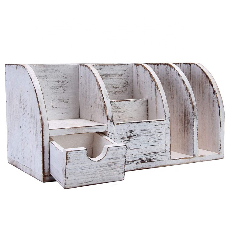 Офисный деревенский белый деревянный Настольный органайзер для ручек или стационарных принадлежностей