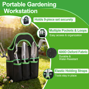 AOZUO Ensemble de 9 outils de jardin avec sac de rangement, outils à main en aluminium antirouille, kit de jardinage durable pour femmes et hommes - Product Image 2