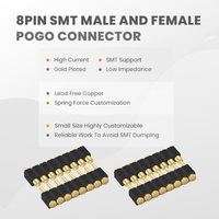 Conectores Pogo Pin Macho-Hembra de 8 Pines Chapados en Oro, Contacto para Aplicaciones USB
