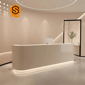 Comptoir de réception moderne brillant de luxe Shinestone bureau de réception blanc pour hôtels <span class=keywords><strong>banques</strong></span> studios cinémas hôpitaux en bois - Product Image 2