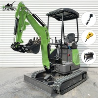 Mini-excavatrice fiable LAWNIO 18L avec capot, chenilles en caoutchouc de 200 mm, moteur Kubota D722, pour travaux de terrassement en jardin et ferme, usage professionnel